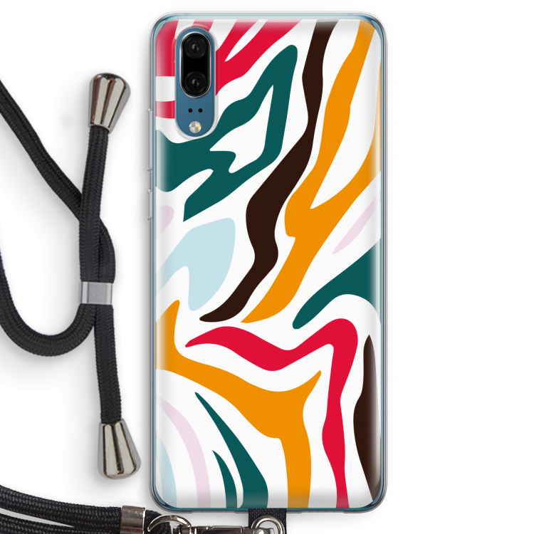 Colored Zebra: Huawei P20 Transparant Hoesje met koord