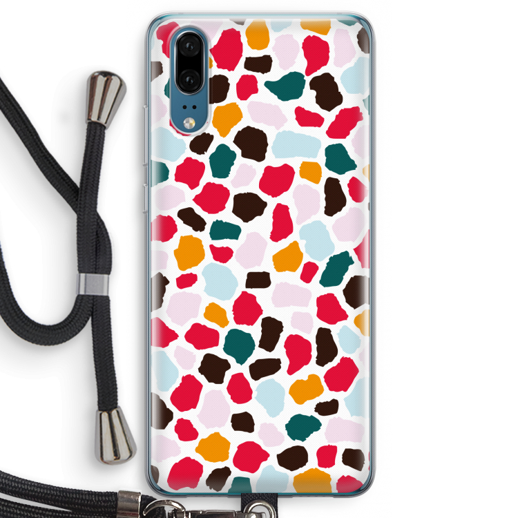 Colored Giraffe: Huawei P20 Transparant Hoesje met koord
