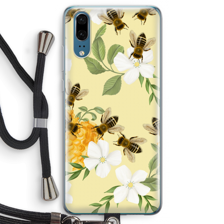 No flowers without bees: Huawei P20 Transparant Hoesje met koord