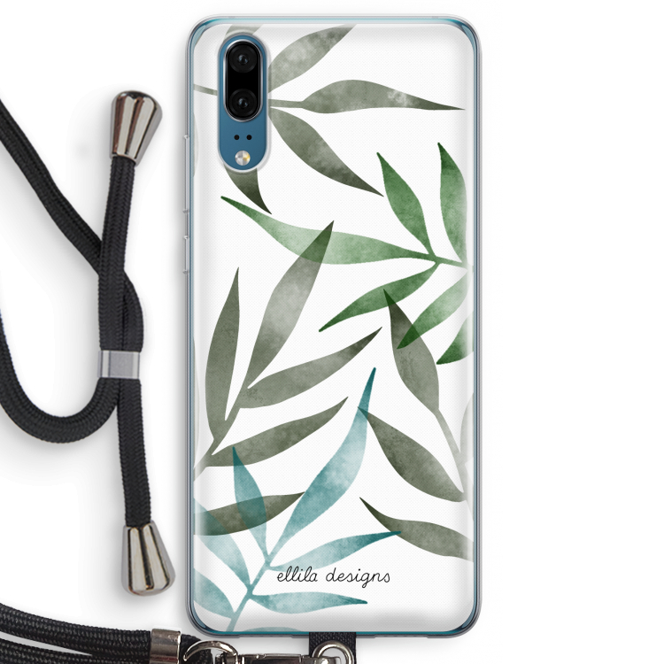 Tropical watercolor leaves: Huawei P20 Transparant Hoesje met koord