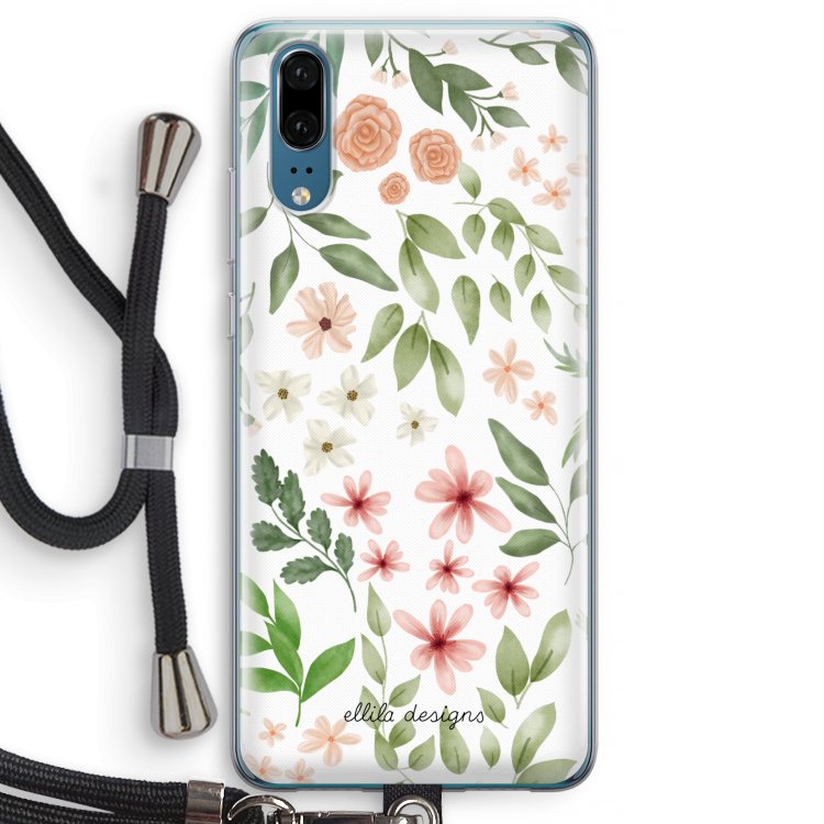 Botanical sweet flower heaven: Huawei P20 Transparant Hoesje met koord