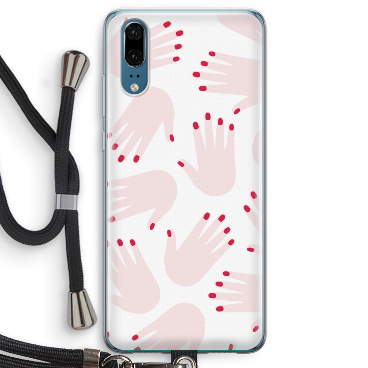 Hands pink: Huawei P20 Transparant Hoesje met koord
