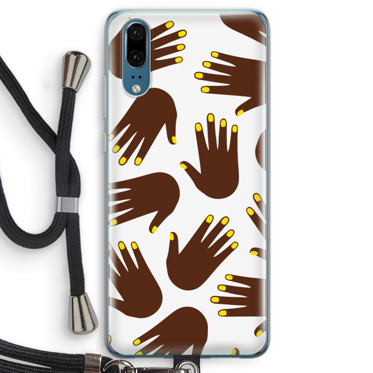 Hands dark: Huawei P20 Transparant Hoesje met koord
