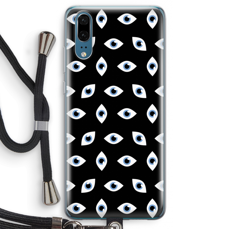 Eyes pattern: Huawei P20 Transparant Hoesje met koord