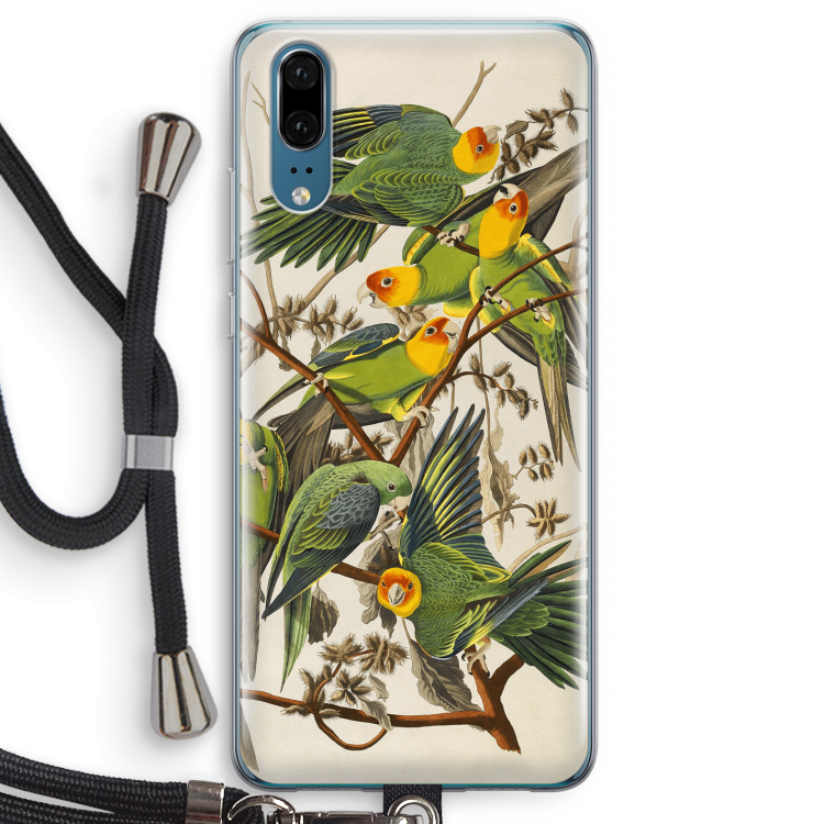 Carolinaparkiet: Huawei P20 Transparant Hoesje met koord