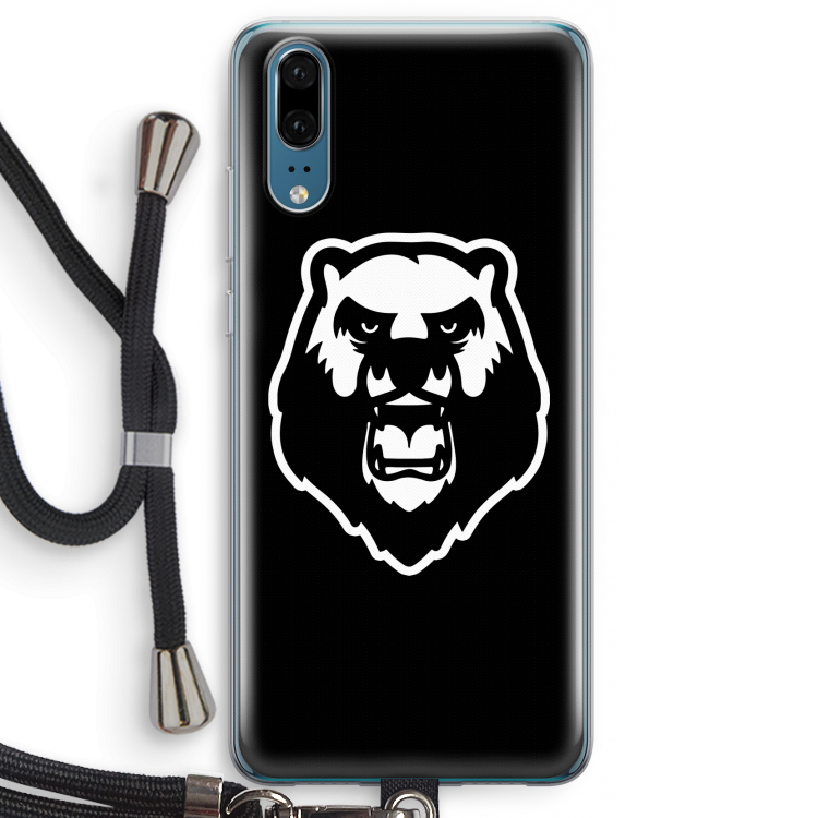 Angry Bear (black): Huawei P20 Transparant Hoesje met koord