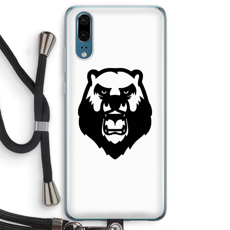 Angry Bear (white): Huawei P20 Transparant Hoesje met koord