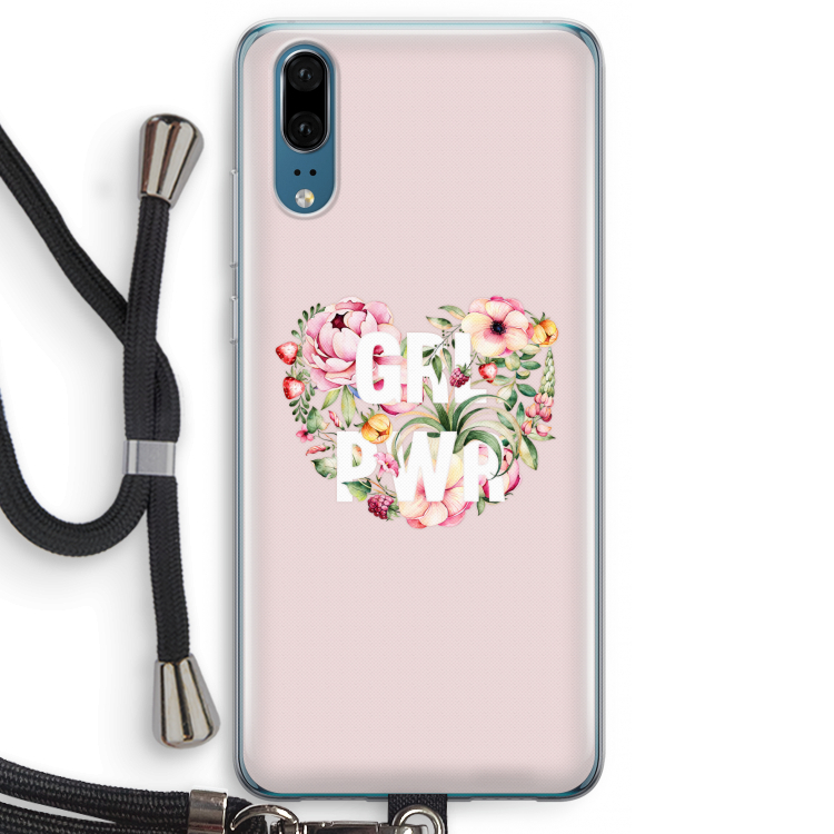 GRL PWR Flower: Huawei P20 Transparant Hoesje met koord