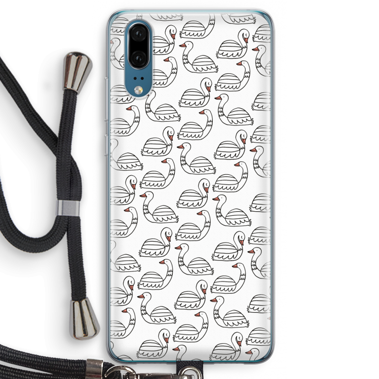 Zwanen: Huawei P20 Transparant Hoesje met koord