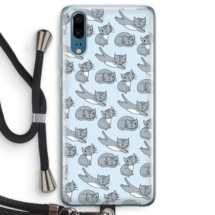 Poezen: Huawei P20 Transparant Hoesje met koord
