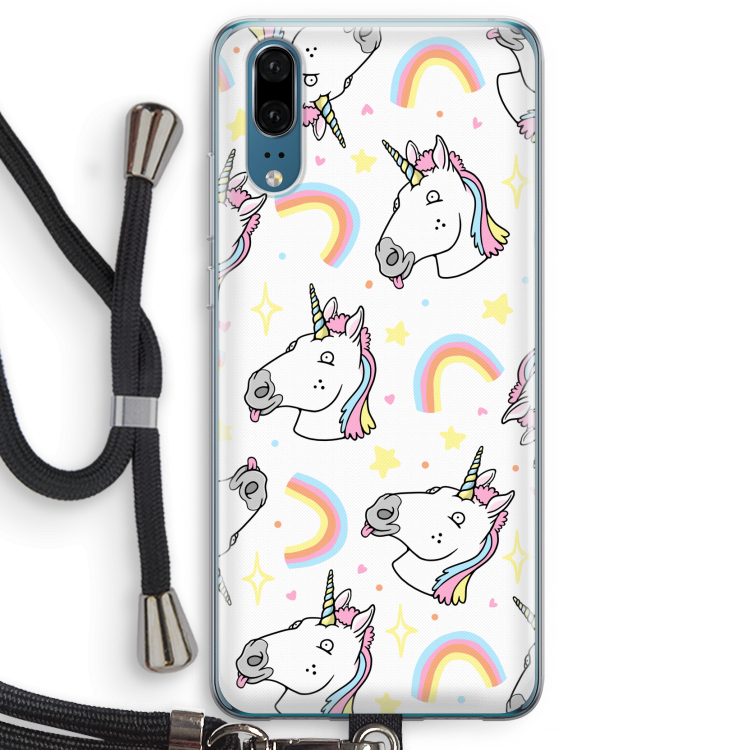 Rainbow Unicorn: Huawei P20 Transparant Hoesje met koord