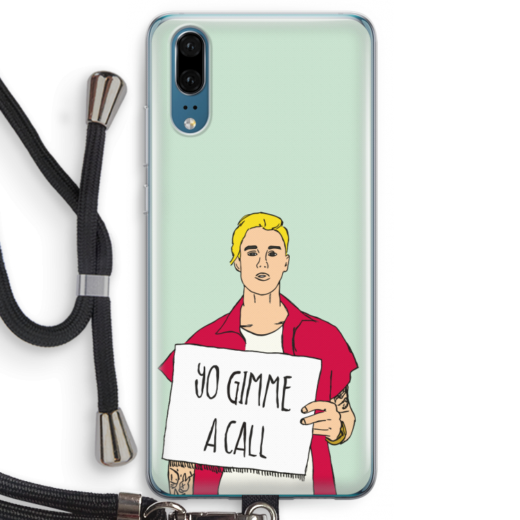 Gimme a call: Huawei P20 Transparant Hoesje met koord