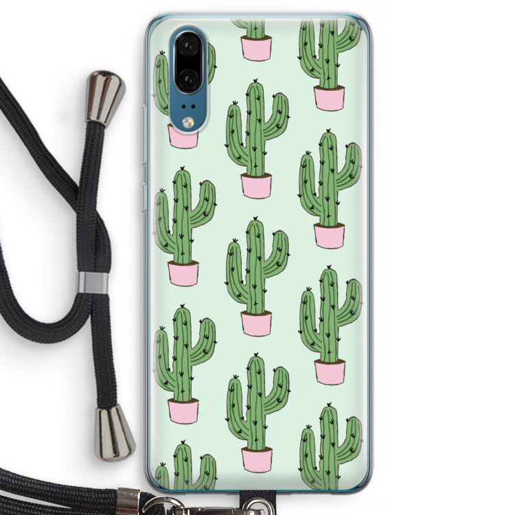Cactus Lover: Huawei P20 Transparant Hoesje met koord