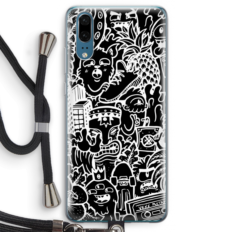 Vexx Black Mixtape: Huawei P20 Transparant Hoesje met koord