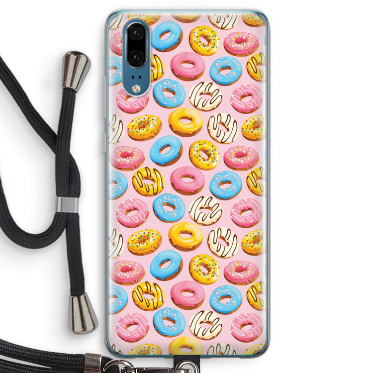 Pink donuts: Huawei P20 Transparant Hoesje met koord