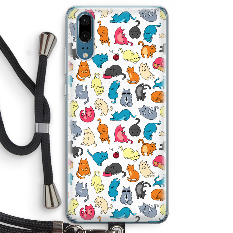 Kleurrijke katten: Huawei P20 Transparant Hoesje met koord