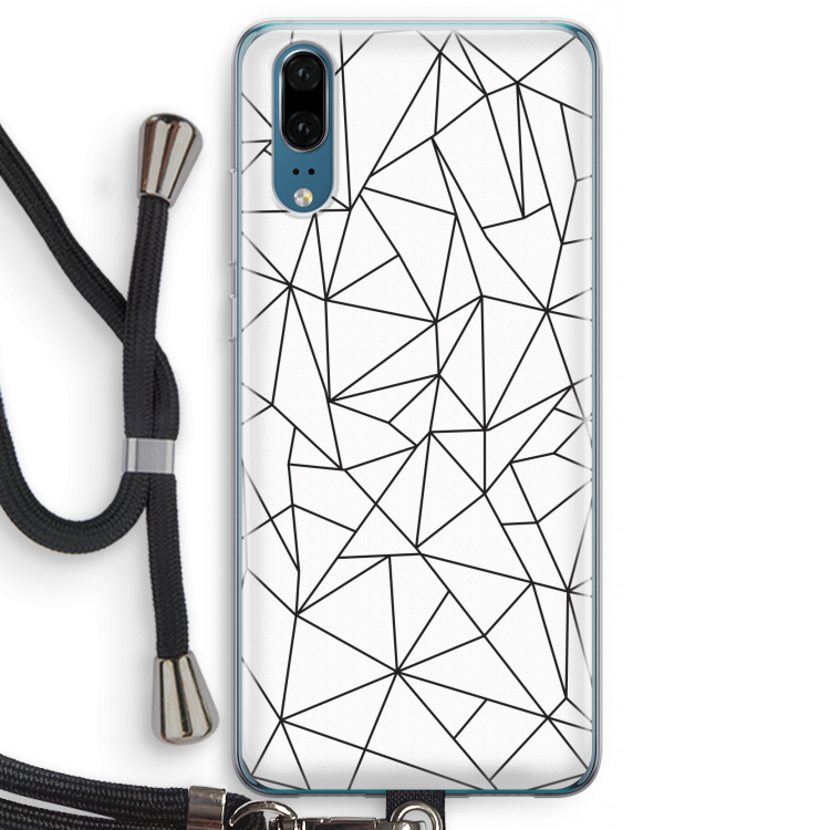Geometrische lijnen zwart: Huawei P20 Transparant Hoesje met koord