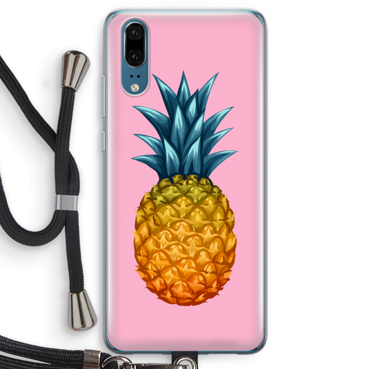 Grote ananas: Huawei P20 Transparant Hoesje met koord