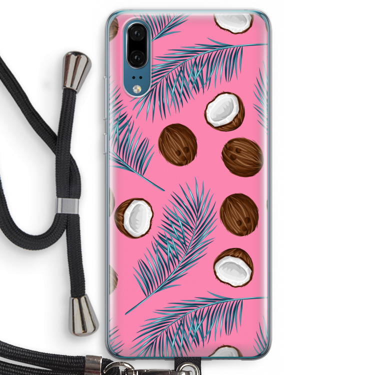 Kokosnoot roze: Huawei P20 Transparant Hoesje met koord