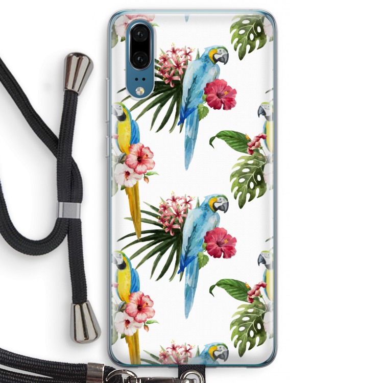Kleurrijke papegaaien: Huawei P20 Transparant Hoesje met koord