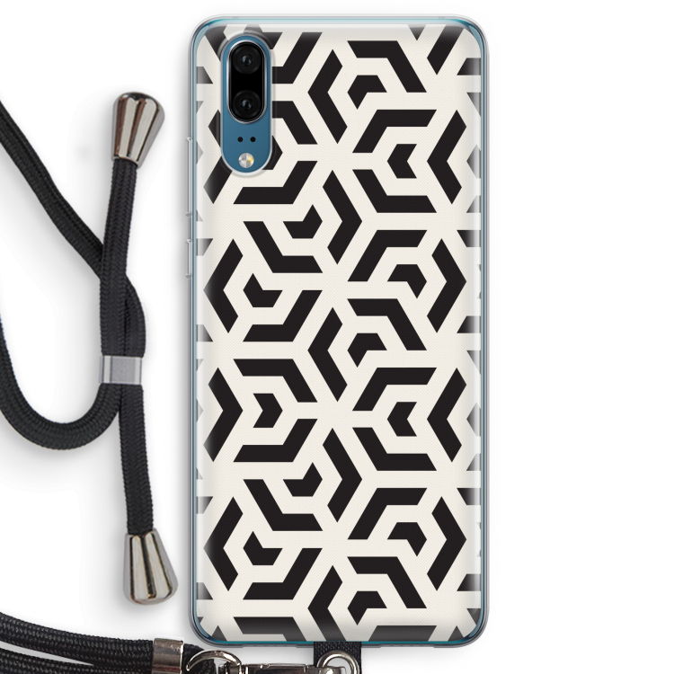 Crazy pattern: Huawei P20 Transparant Hoesje met koord