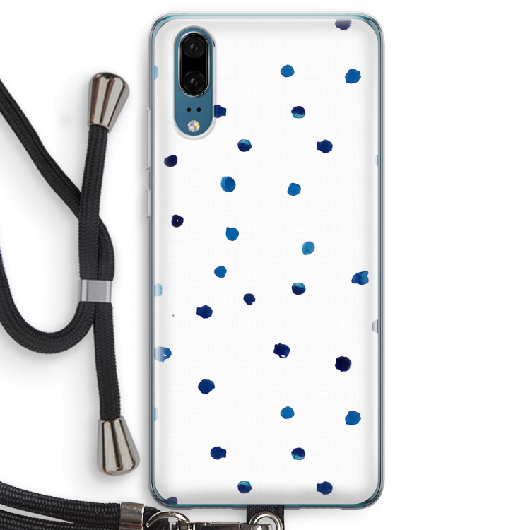 Blauwe stippen: Huawei P20 Transparant Hoesje met koord