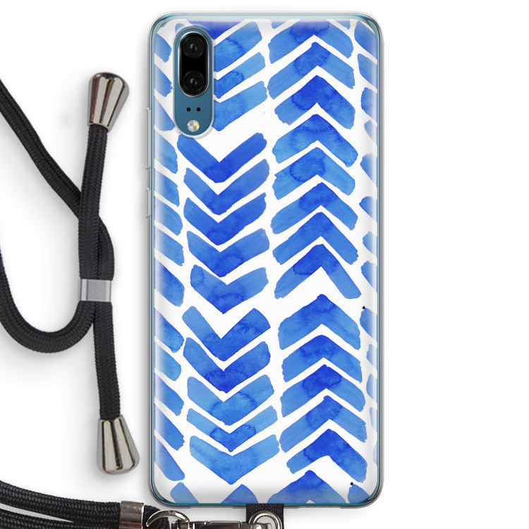 Blauwe pijlen: Huawei P20 Transparant Hoesje met koord