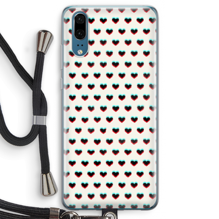 Hartjes: Huawei P20 Transparant Hoesje met koord