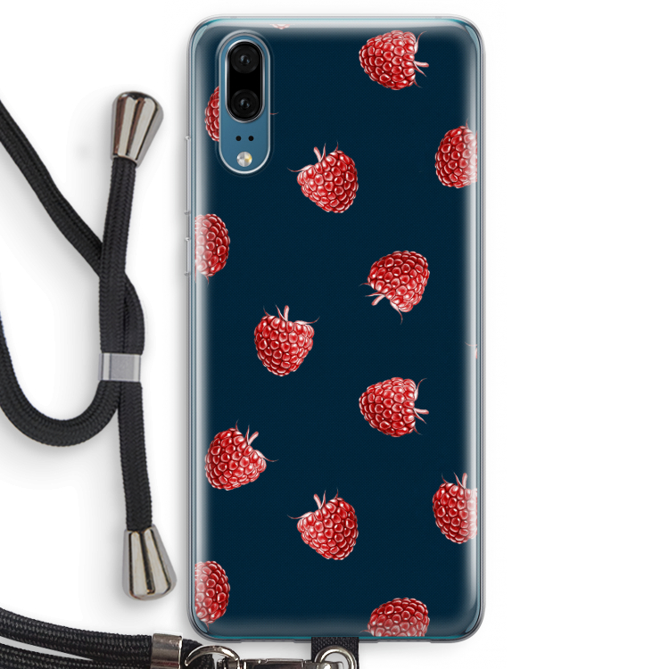 Framboosjes: Huawei P20 Transparant Hoesje met koord