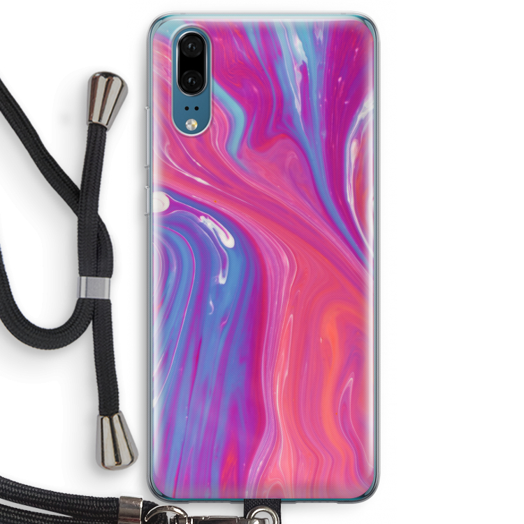 Paarse stroom: Huawei P20 Transparant Hoesje met koord