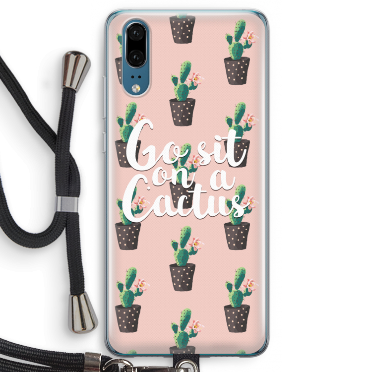 Cactus quote: Huawei P20 Transparant Hoesje met koord