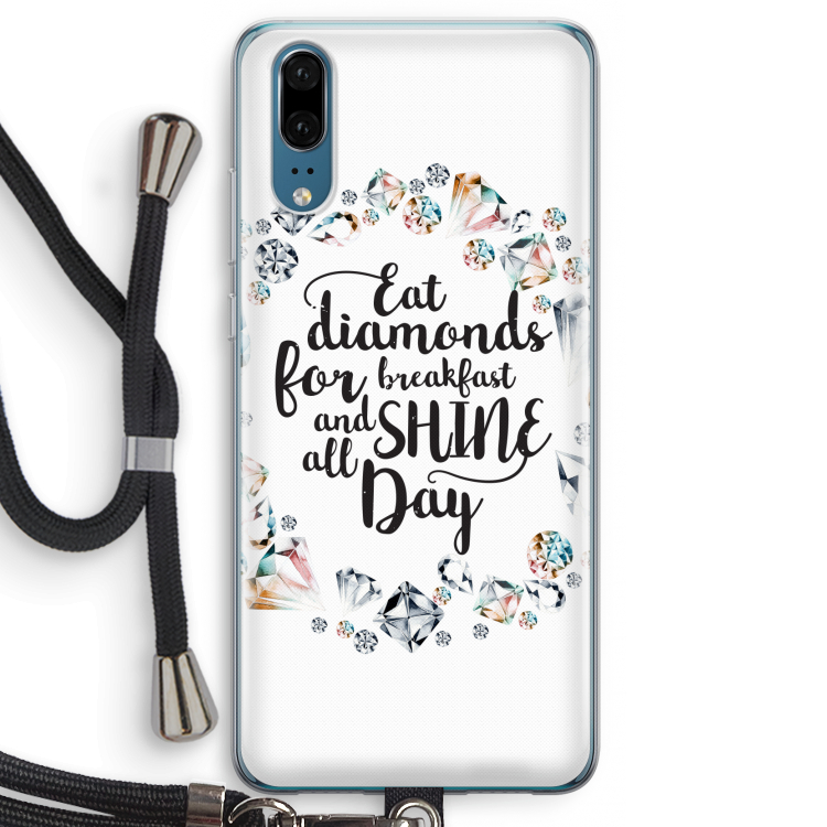 Diamonds: Huawei P20 Transparant Hoesje met koord