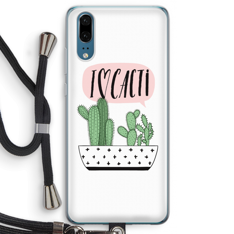 I love cacti: Huawei P20 Transparant Hoesje met koord