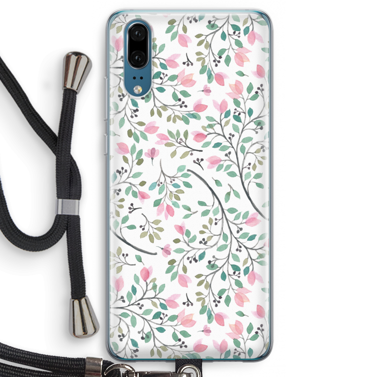 Sierlijke bloemen: Huawei P20 Transparant Hoesje met koord