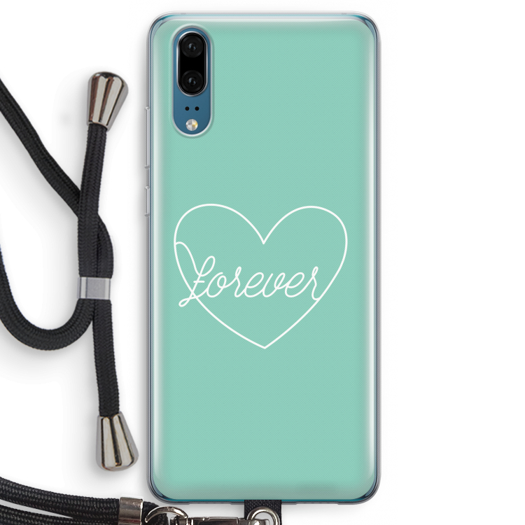 Forever heart pastel: Huawei P20 Transparant Hoesje met koord
