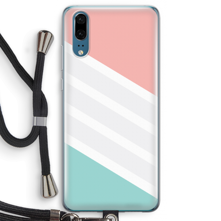 Strepen pastel: Huawei P20 Transparant Hoesje met koord