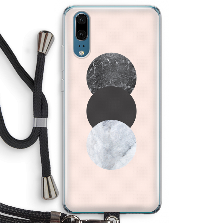 Marmeren cirkels: Huawei P20 Transparant Hoesje met koord