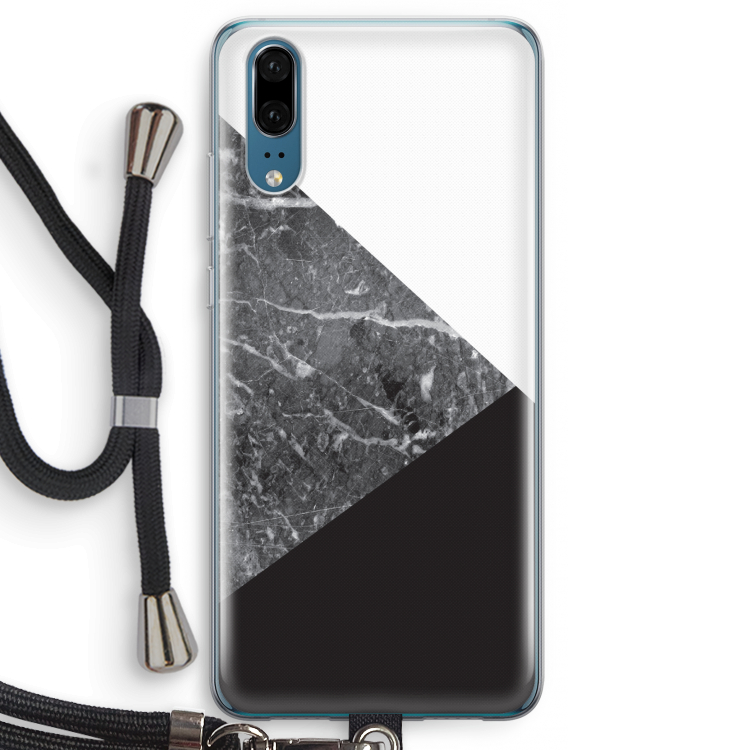 Combinatie marmer: Huawei P20 Transparant Hoesje met koord