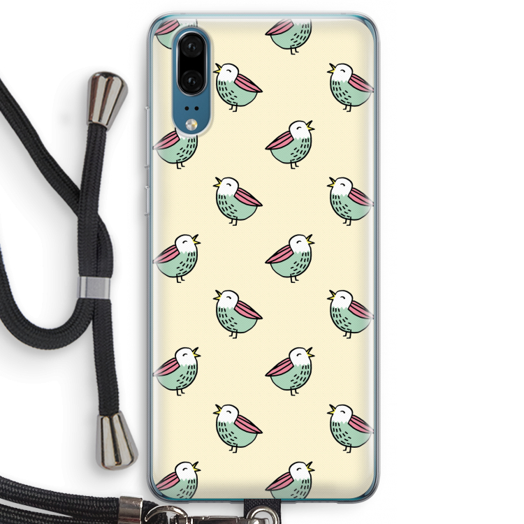 Vogeltjes: Huawei P20 Transparant Hoesje met koord