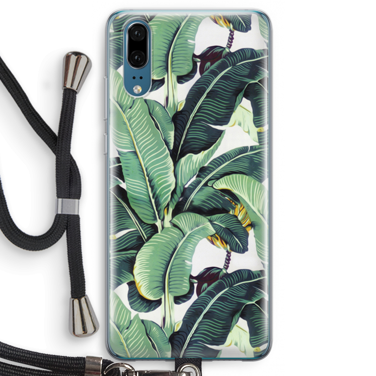 Bananenbladeren: Huawei P20 Transparant Hoesje met koord