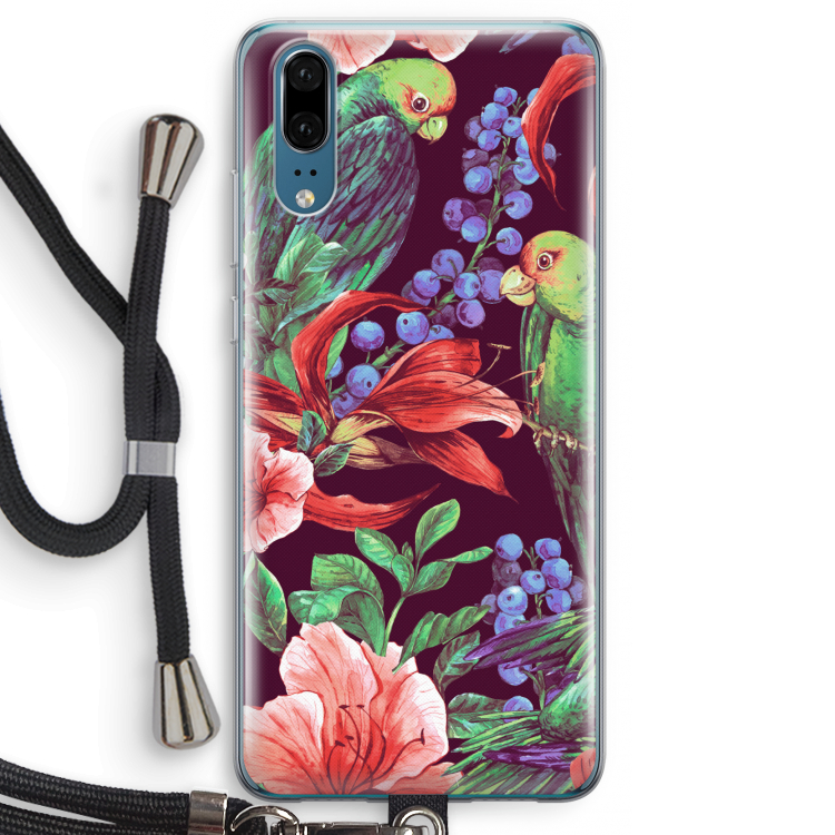 Papegaaien: Huawei P20 Transparant Hoesje met koord
