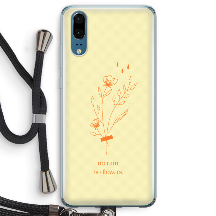 No rain no flowers: Huawei P20 Transparant Hoesje met koord