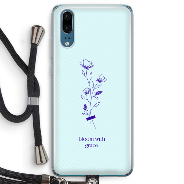 Bloom with grace: Huawei P20 Transparant Hoesje met koord