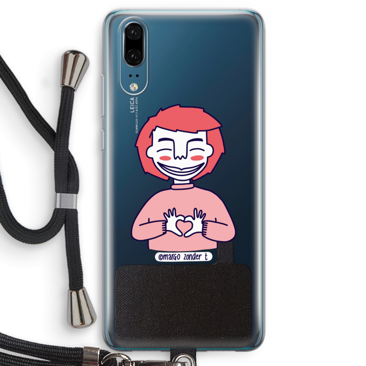 Hartje: Huawei P20 Transparant Hoesje met koord