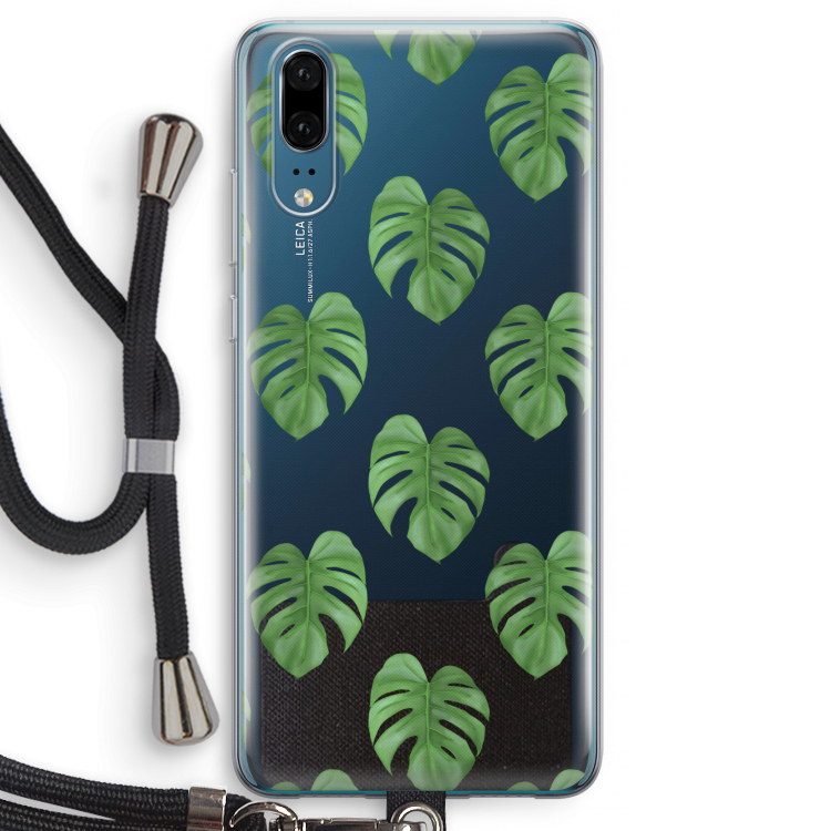 Monstera leaves: Huawei P20 Transparant Hoesje met koord