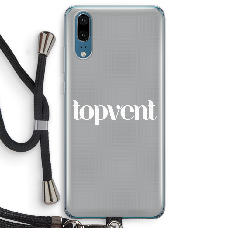 Topvent Grijs Wit: Huawei P20 Transparant Hoesje met koord
