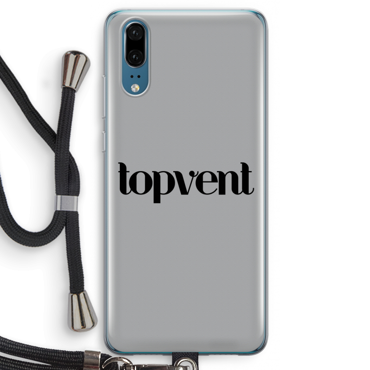 Topvent Grijs Zwart: Huawei P20 Transparant Hoesje met koord
