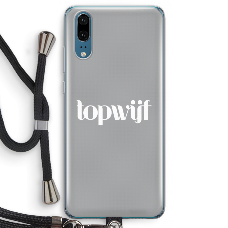 Topwijf Grijs Wit: Huawei P20 Transparant Hoesje met koord