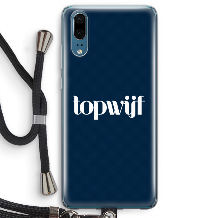 Topwijf Navy: Huawei P20 Transparant Hoesje met koord