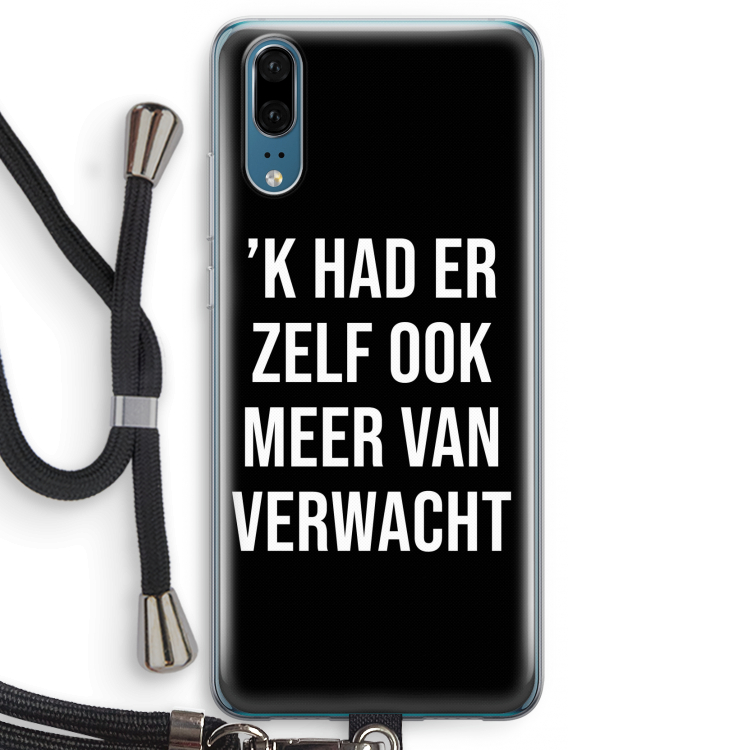 Meer verwacht - Zwart: Huawei P20 Transparant Hoesje met koord